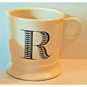 Anthropology Letter R Initial Monogram Coffee Tea Mug White Black
